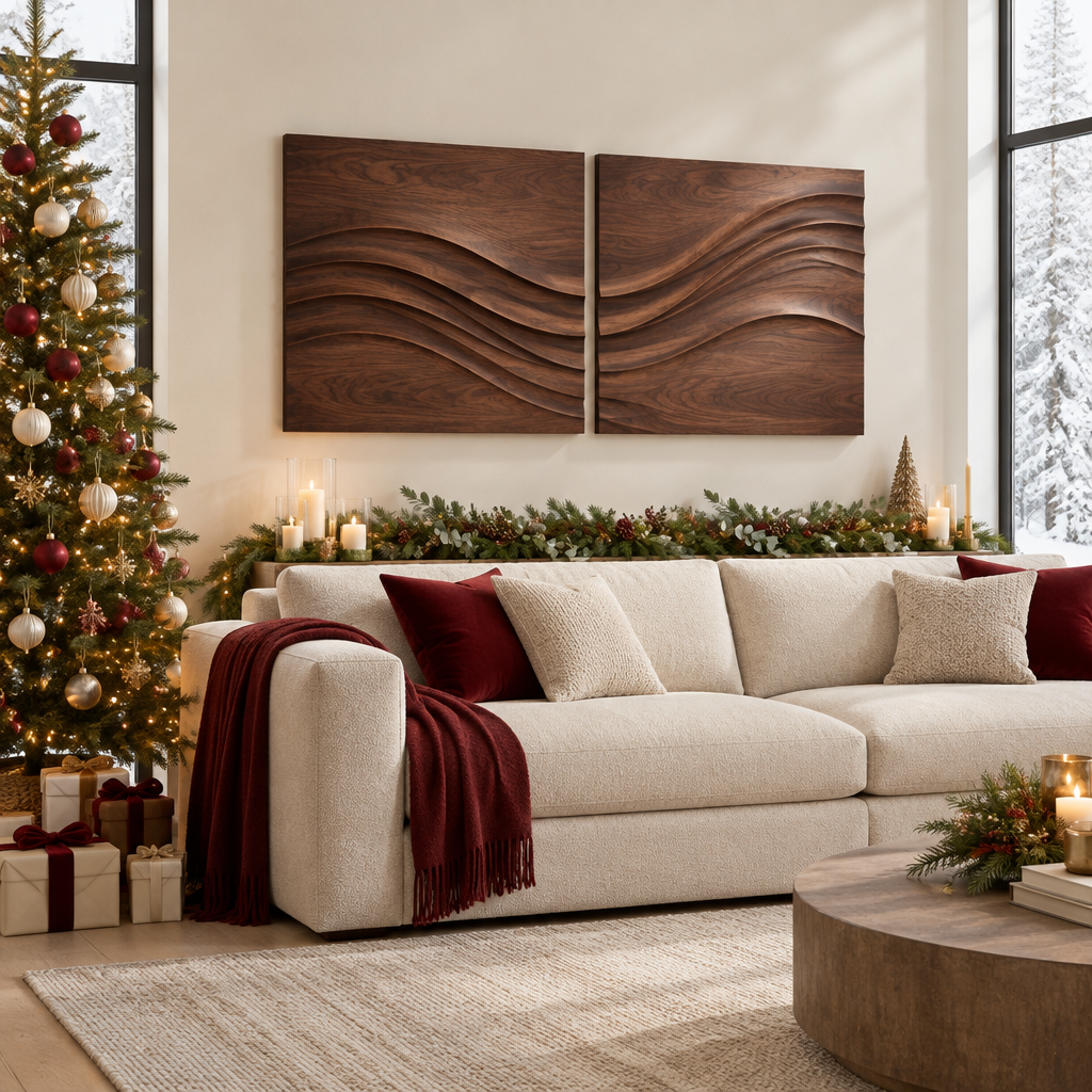 Atelier Tide Diptych Wall Panels in a Christmas home