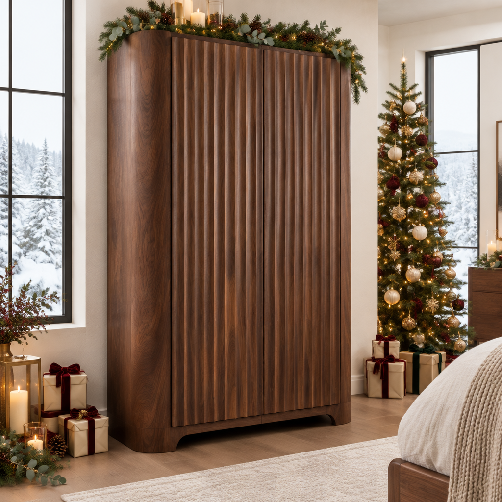Atelier Sculpted Armoire Wardrobe in a Christmas home