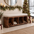 Atelier Sculpted Shoe Storage Bench in a Christmas home