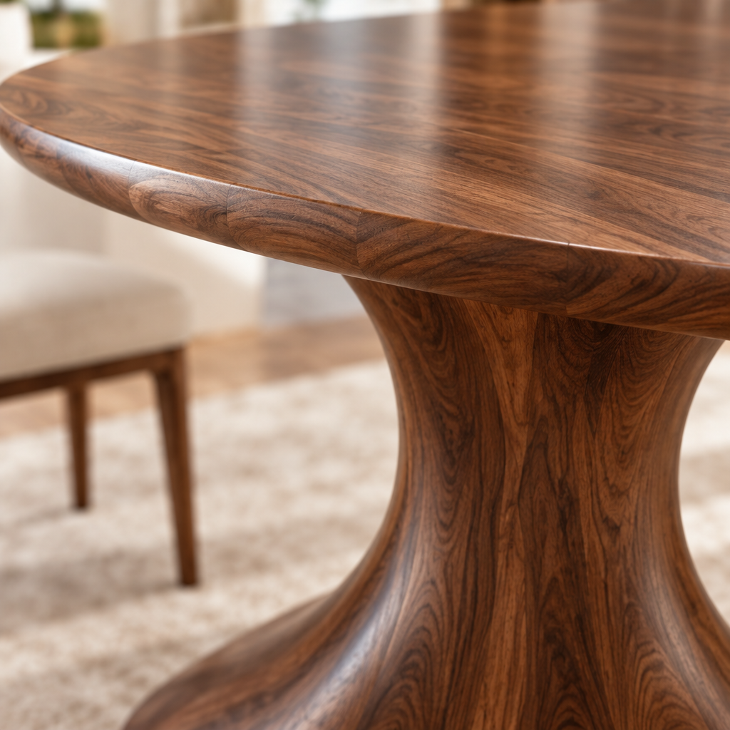 Atelier Oval Sculpted Dining Table wood grain close-up