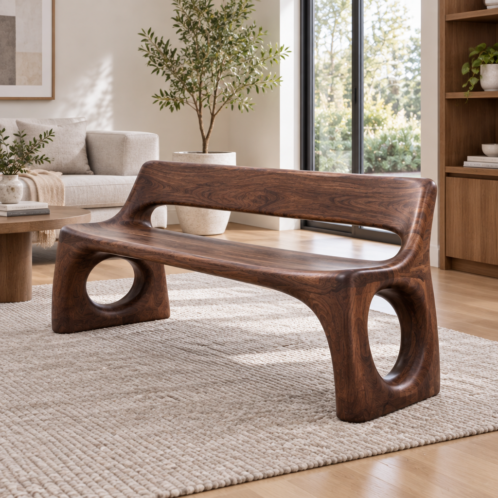 Atelier Sculpted Garden Bench side view