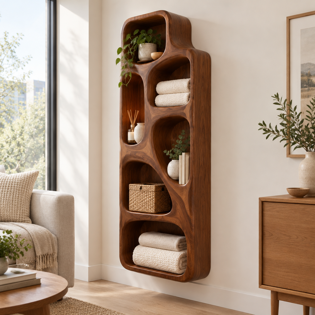 Atelier Sculpted Spa Wall Shelf side view