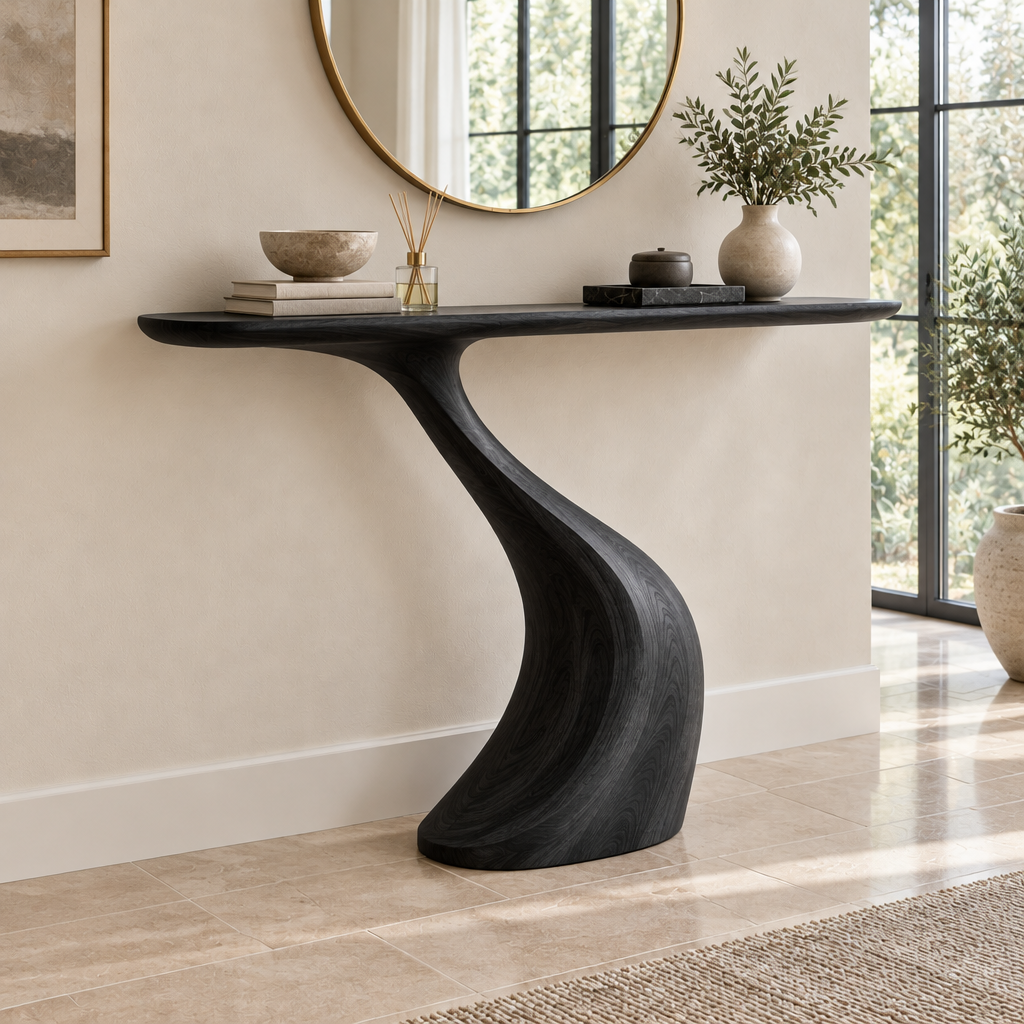 Atelier S-Curve Entry Console in Ebonized Black finish
