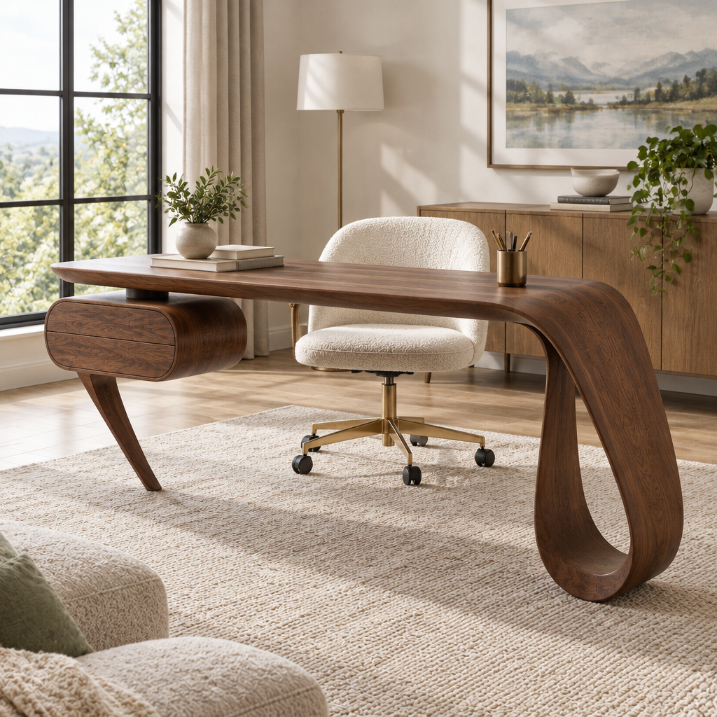 Atelier Ribbon Writing Desk side view