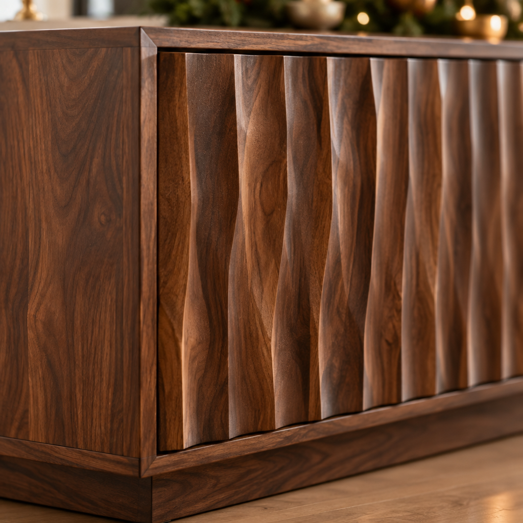 Atelier Ripple Door TV Cabinet wood grain close-up