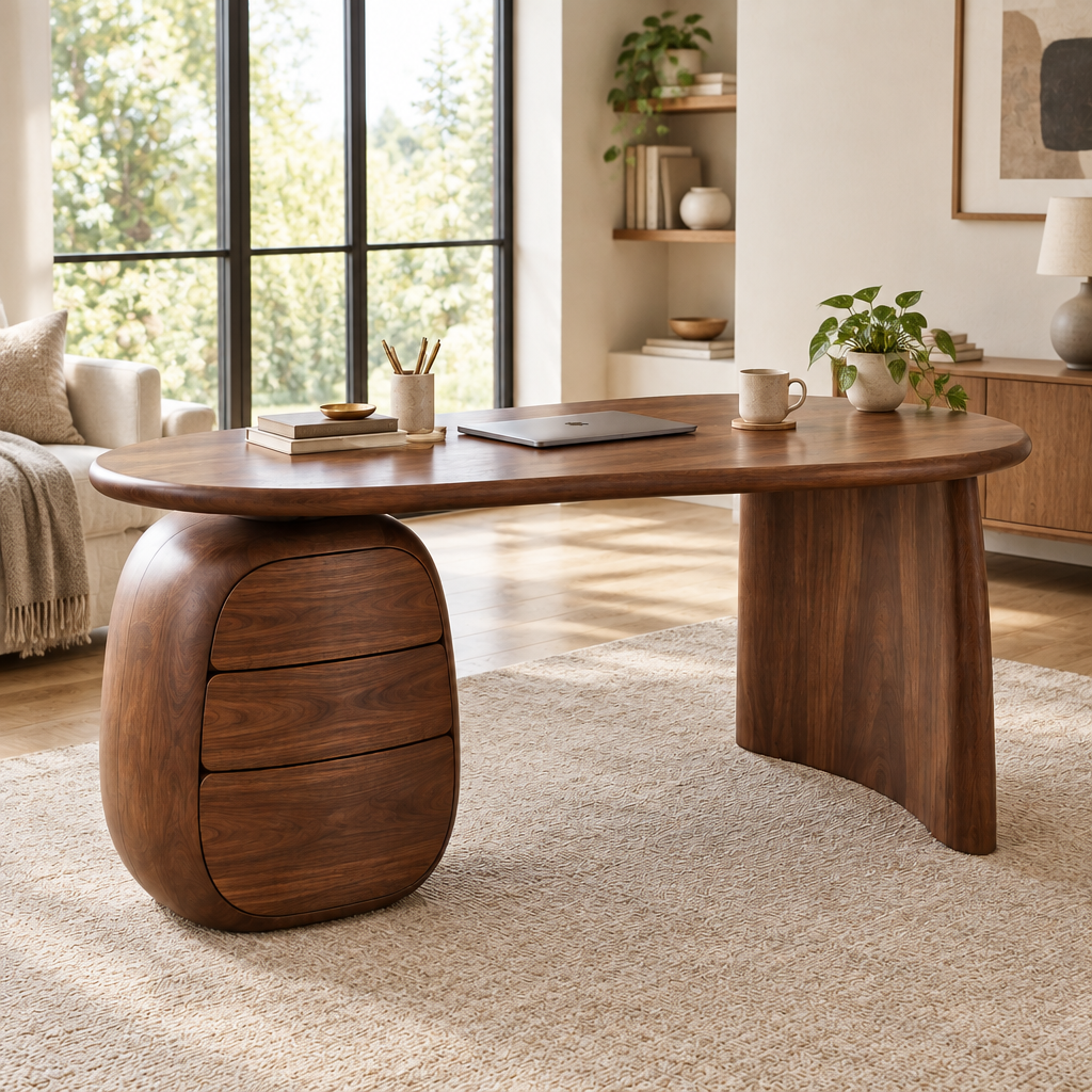 Atelier Pebble Pedestal Desk in a living space