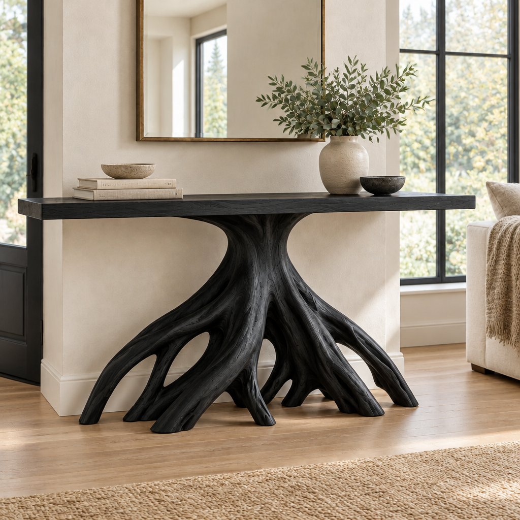 Atelier Root-Base Console in Ebonized Black finish