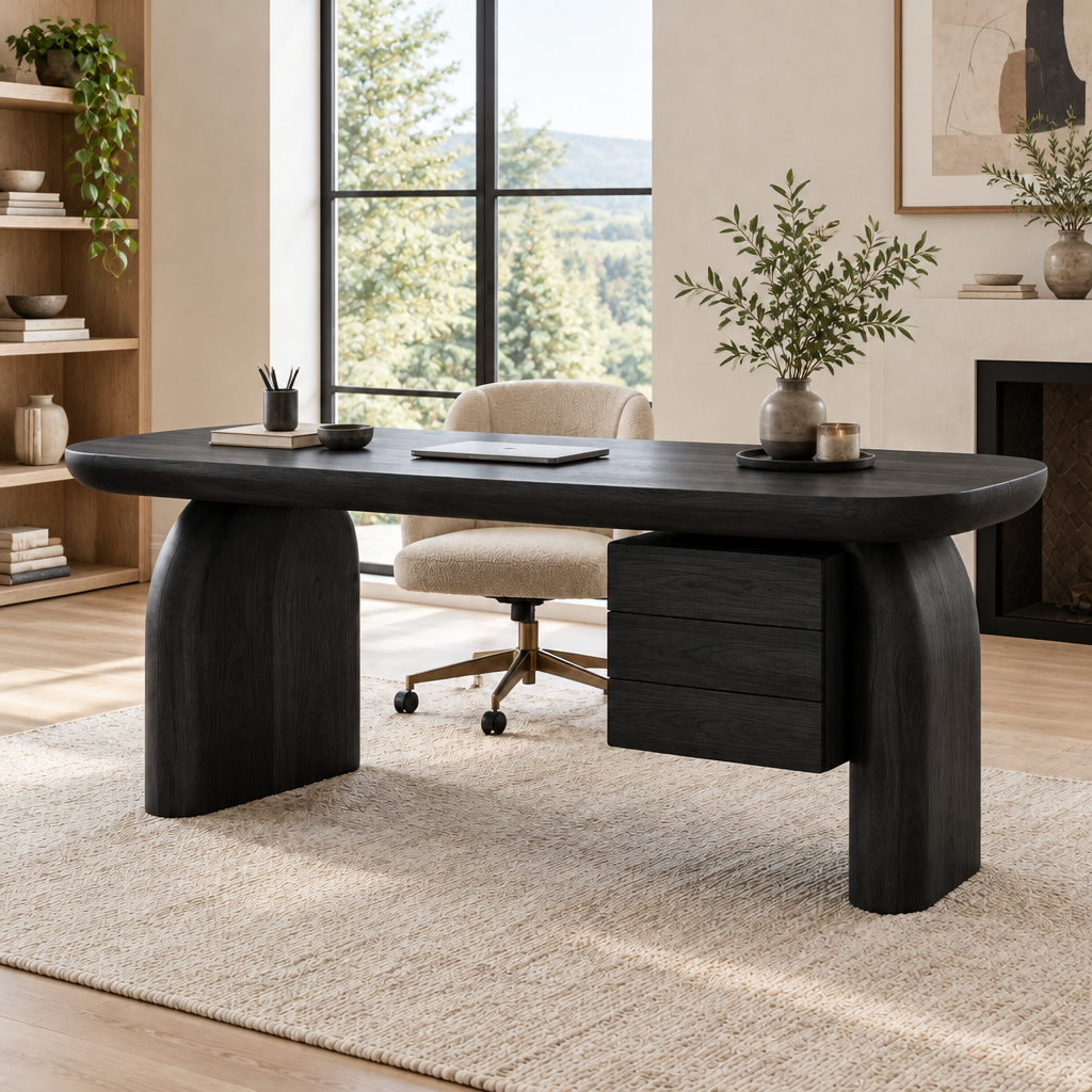 Atelier Arc Executive Desk in Ebonized Black finish
