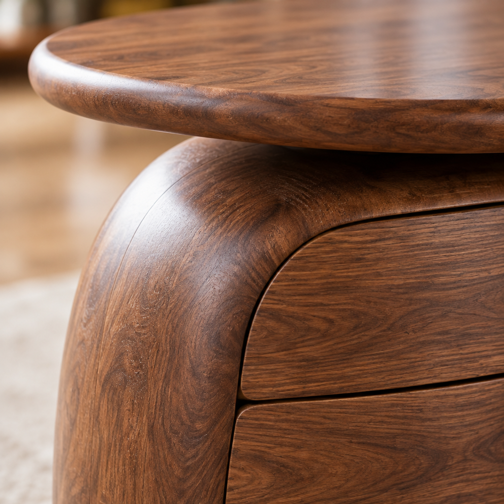 Atelier Pebble Pedestal Desk wood grain close-up