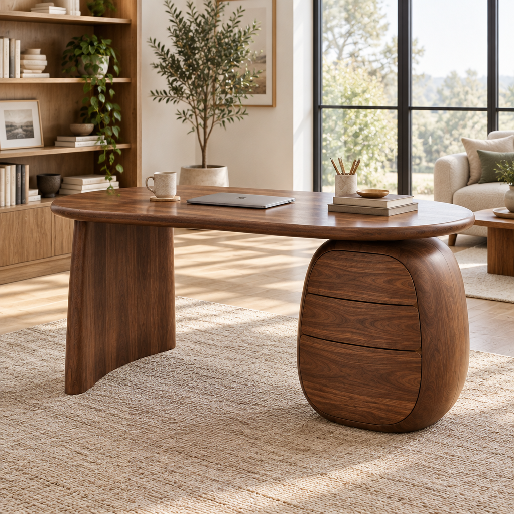 Atelier Pebble Pedestal Desk side view