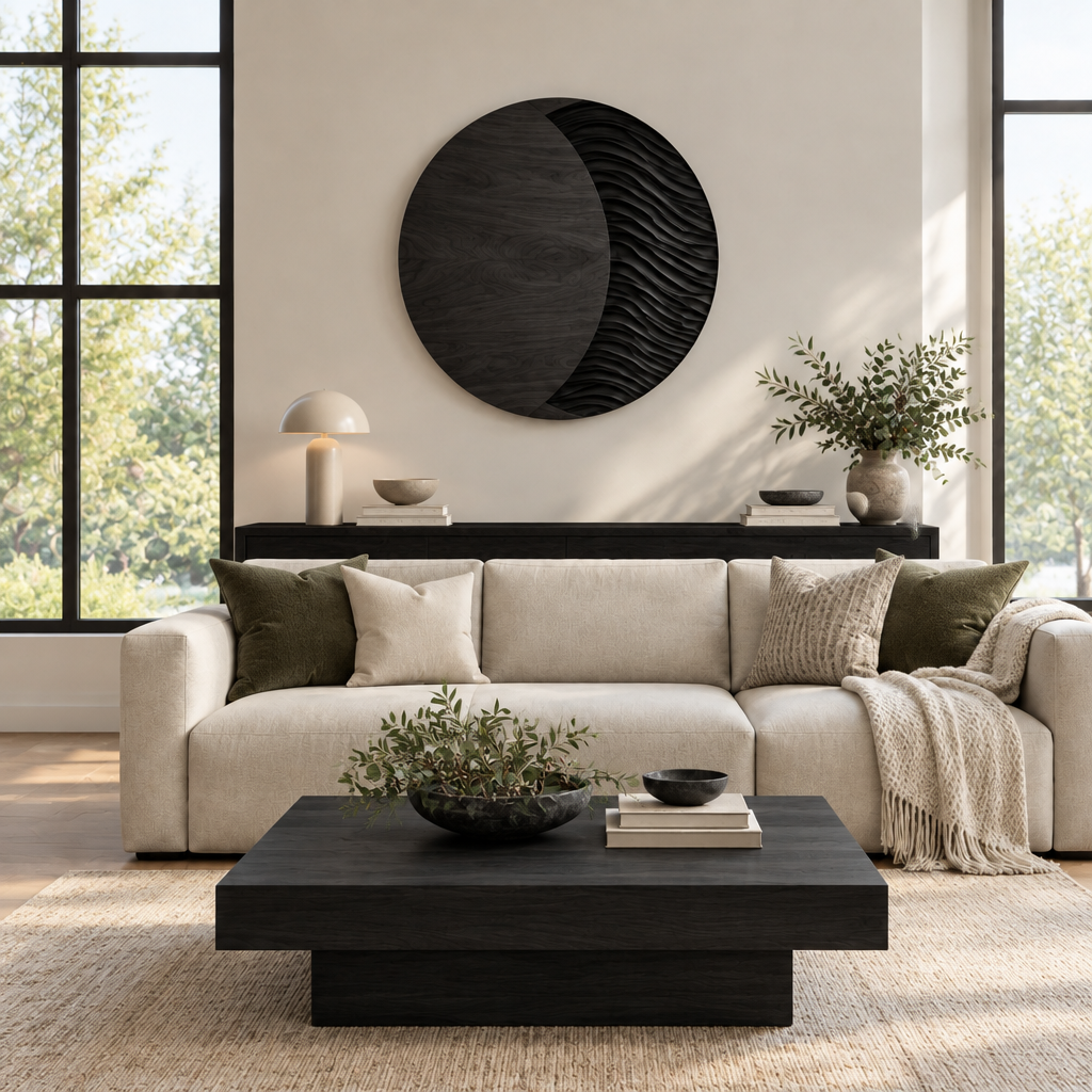Atelier Moon Phase Wall Art in Ebonized Black finish