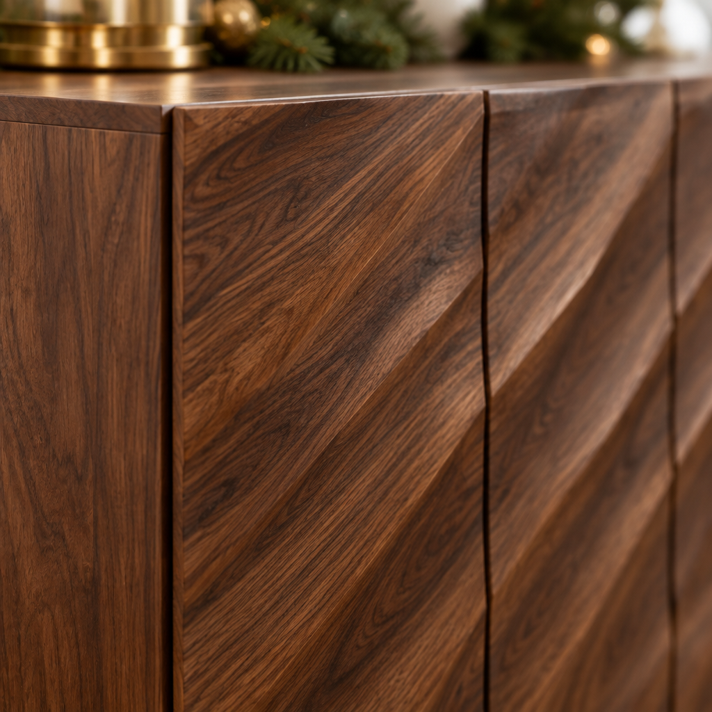 Atelier Wave Carved Sideboard wood grain close-up