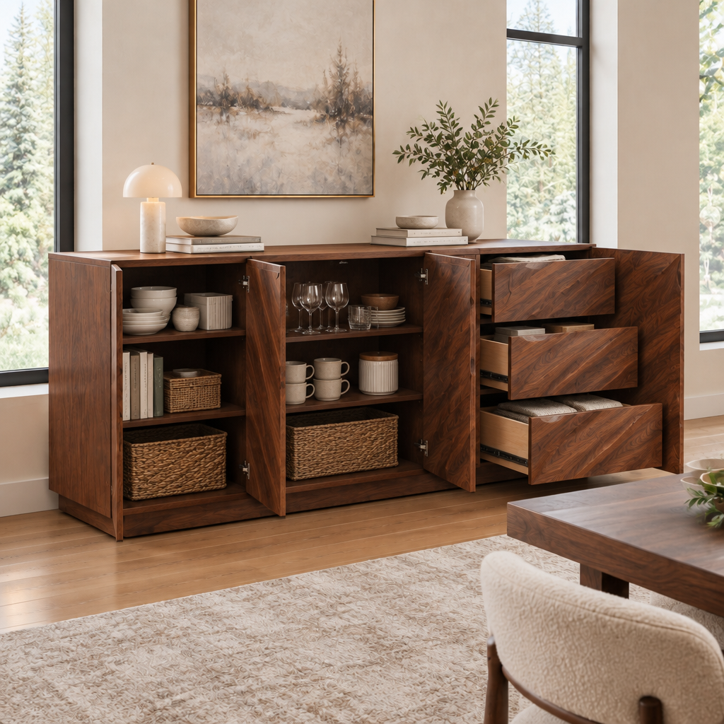 Atelier Wave Carved Sideboard in use