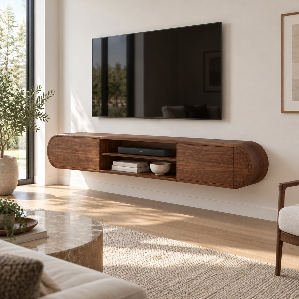 Atelier Rounded Floating TV Console side view