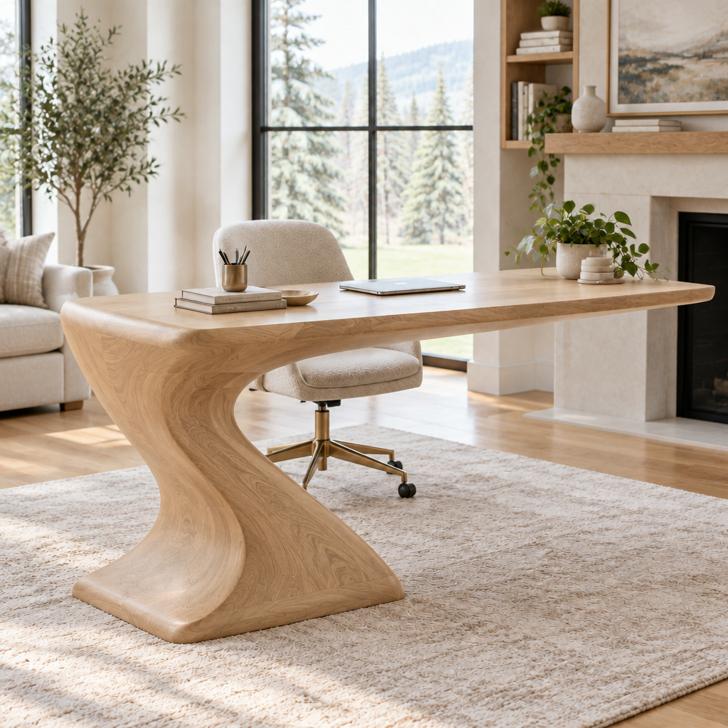 Atelier Cantilever Sculpted Desk in Natural Oak finish