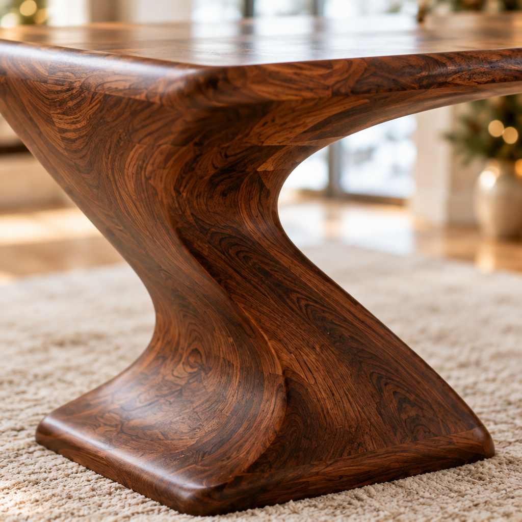 Atelier Cantilever Sculpted Desk wood grain close-up