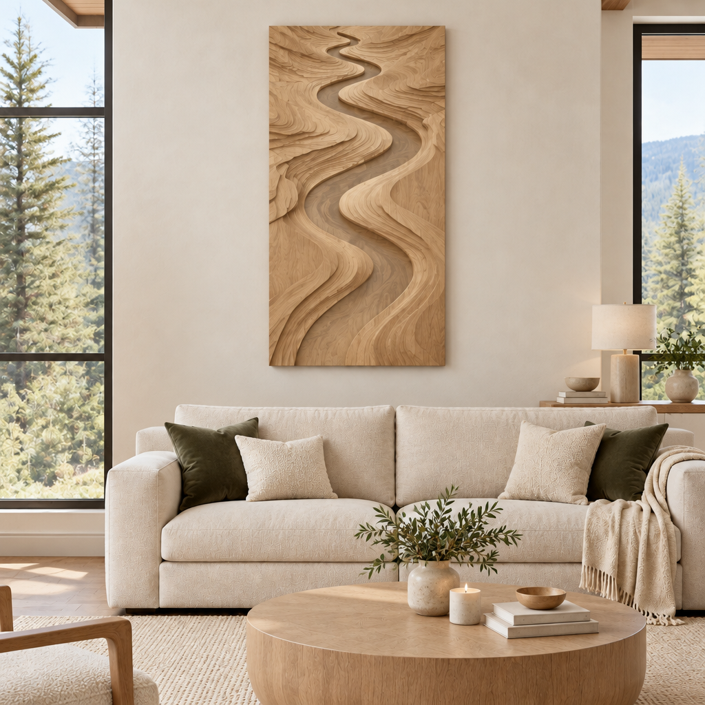 Atelier River Flow Wall Sculpture in Natural Oak finish