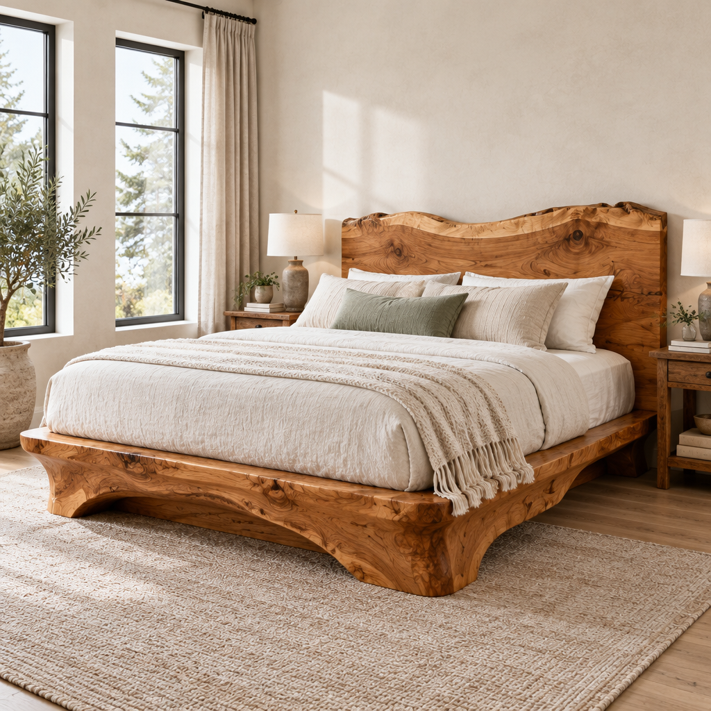 Riverbend Live-Edge Headboard Bed side view