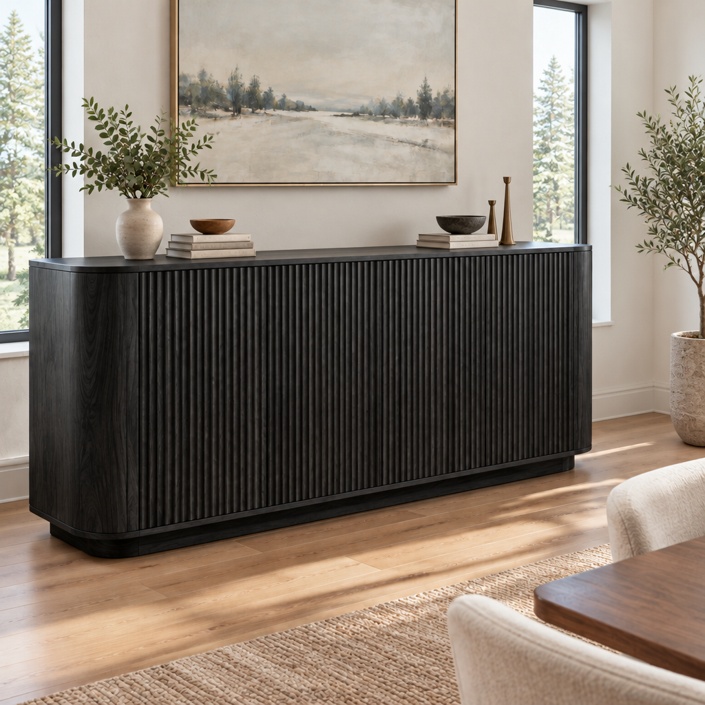Atelier Ripple Door Sideboard in Ebonized Black finish