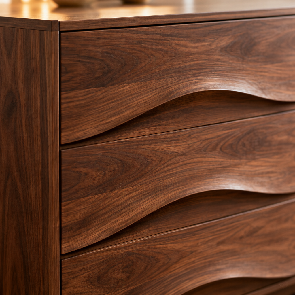 Atelier Wave Front Dresser wood grain close-up