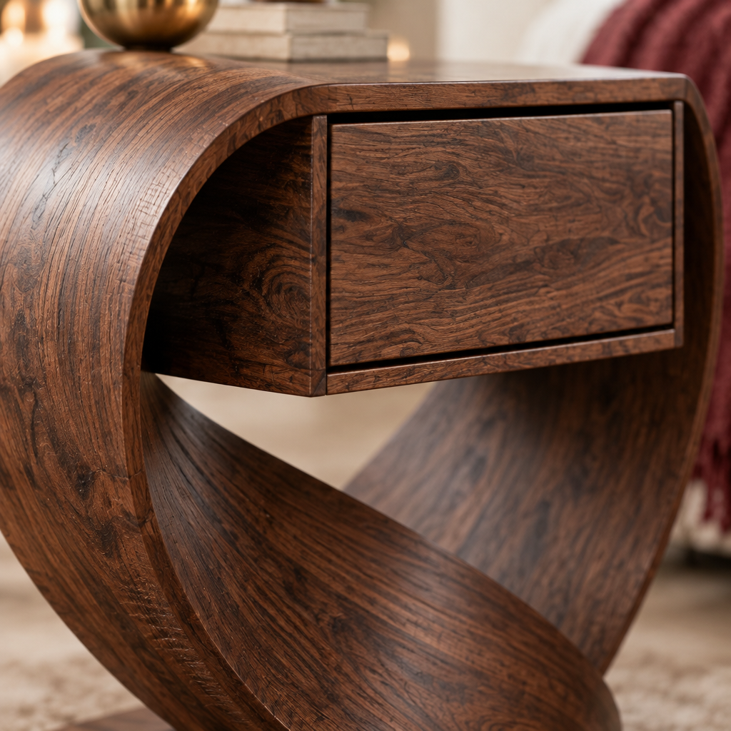 Atelier Ribbon Nightstands, Set of 2 wood grain close-up