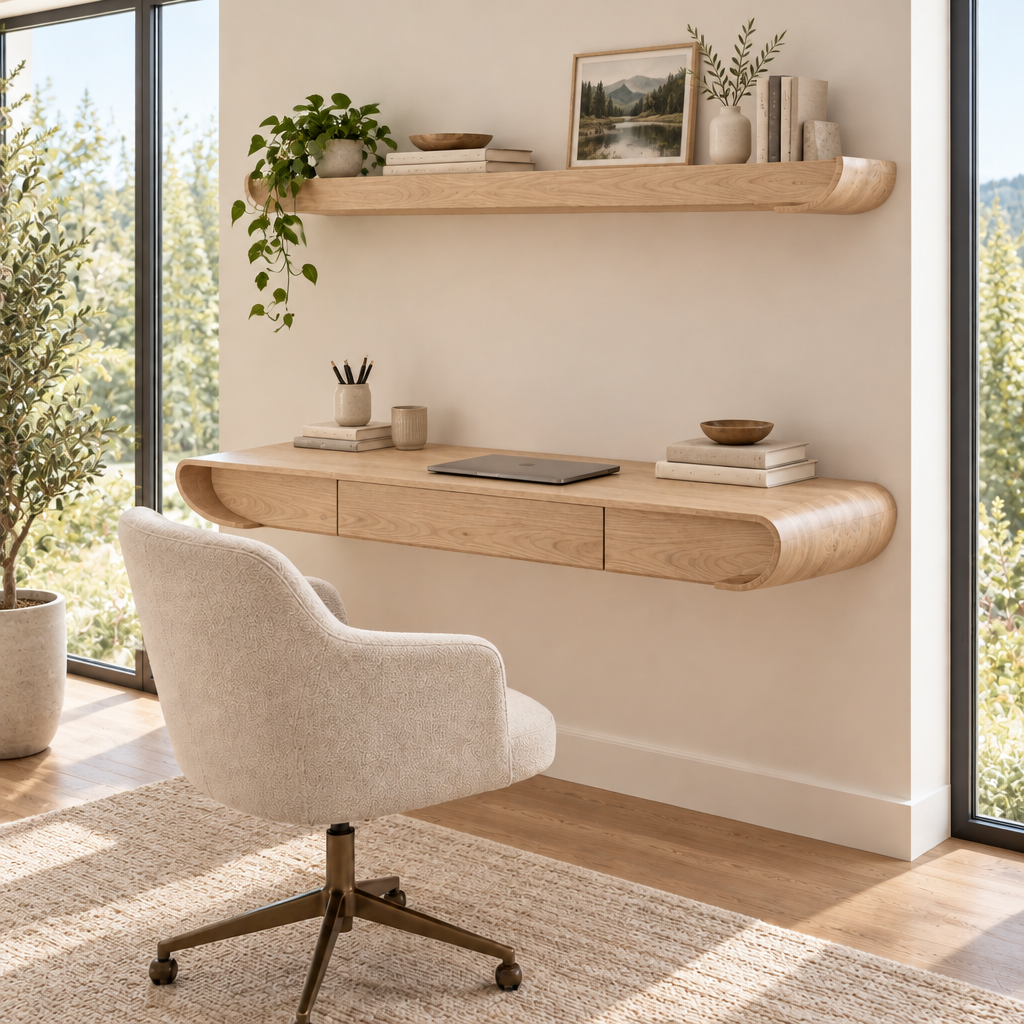 Atelier Floating Wall Desk in Natural Oak finish