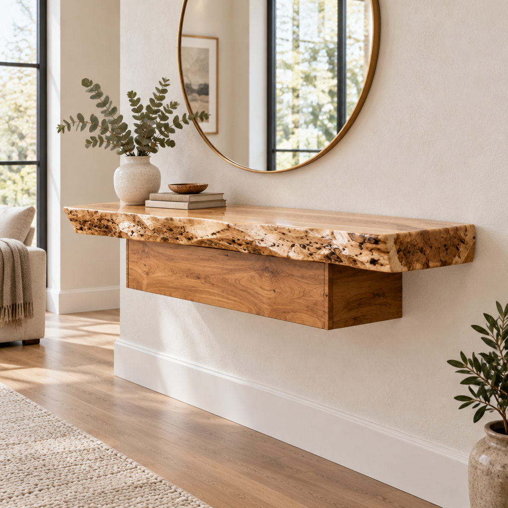 Riverbend Live-Edge Floating Console side view