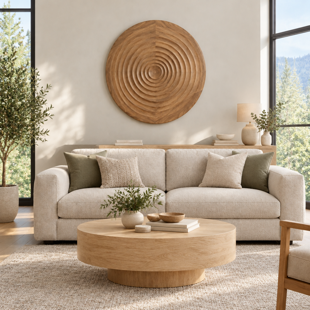 Atelier Ripple Circle Wall Art in Natural Oak finish