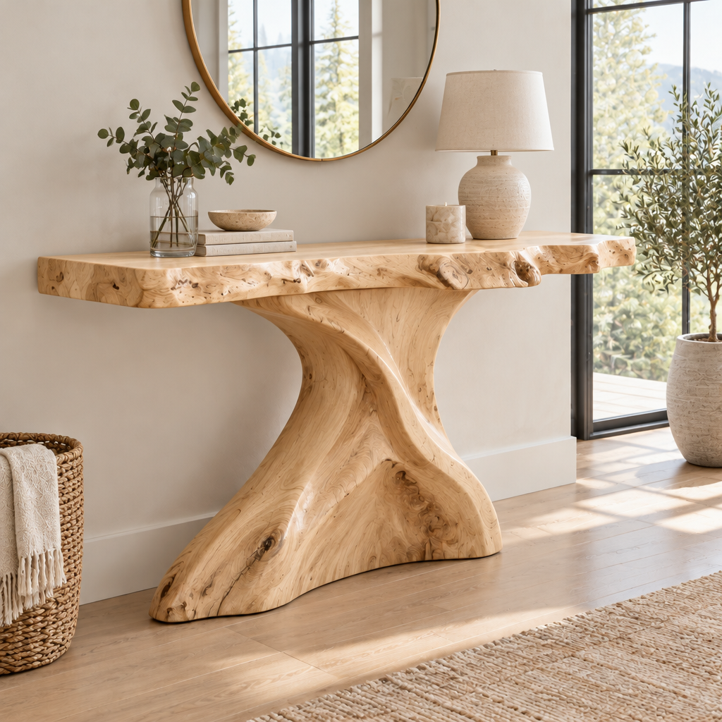 Riverbend Live-Edge Sculpted Console in Light Natural finish