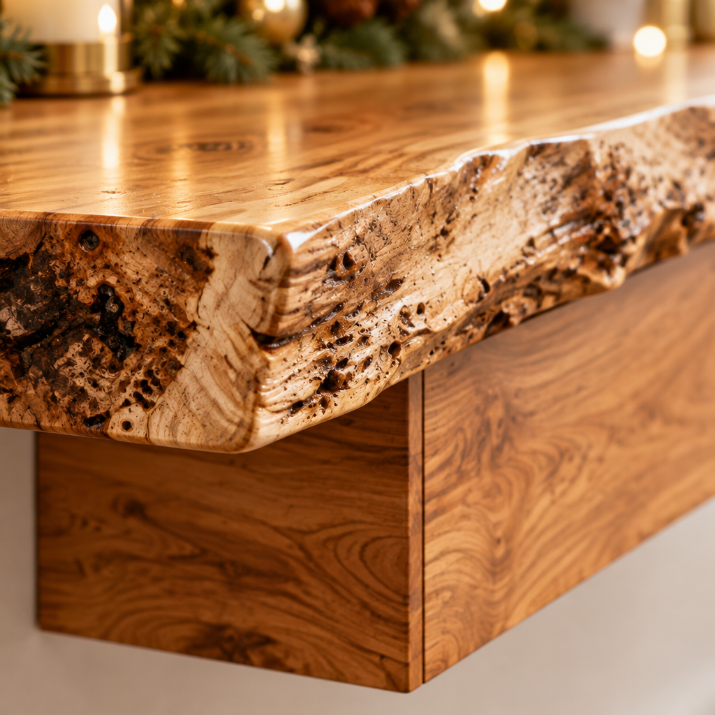 Riverbend Live-Edge Floating Console wood grain close-up