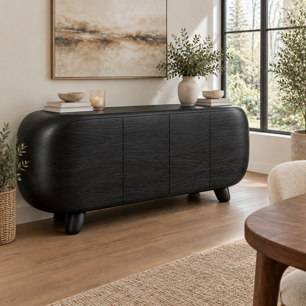 Atelier Pebble Sideboard in Ebonized Black finish