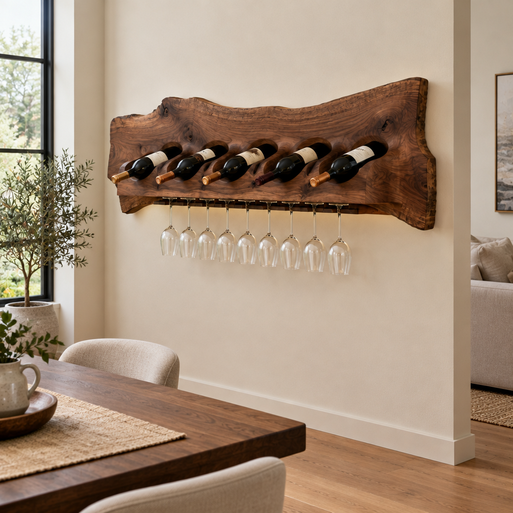 Atelier Organic Wine Wall with Light side view