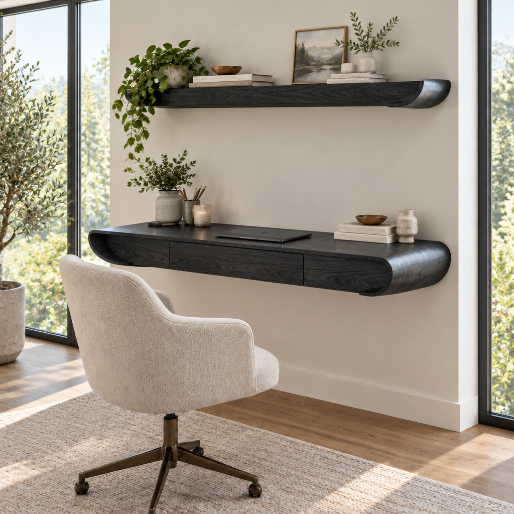 Atelier Floating Wall Desk in Ebonized Black finish
