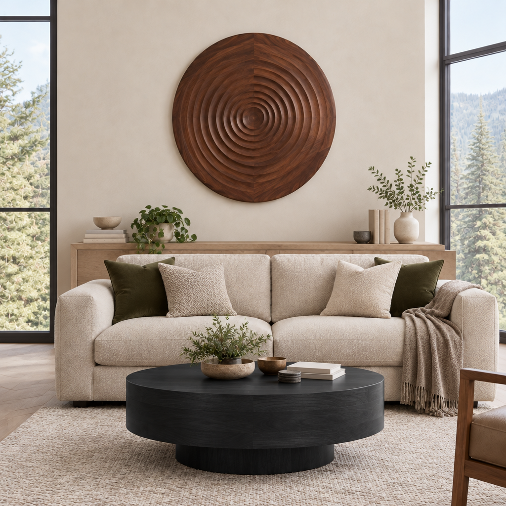 Atelier Ripple Circle Wall Art in Ebonized Black finish