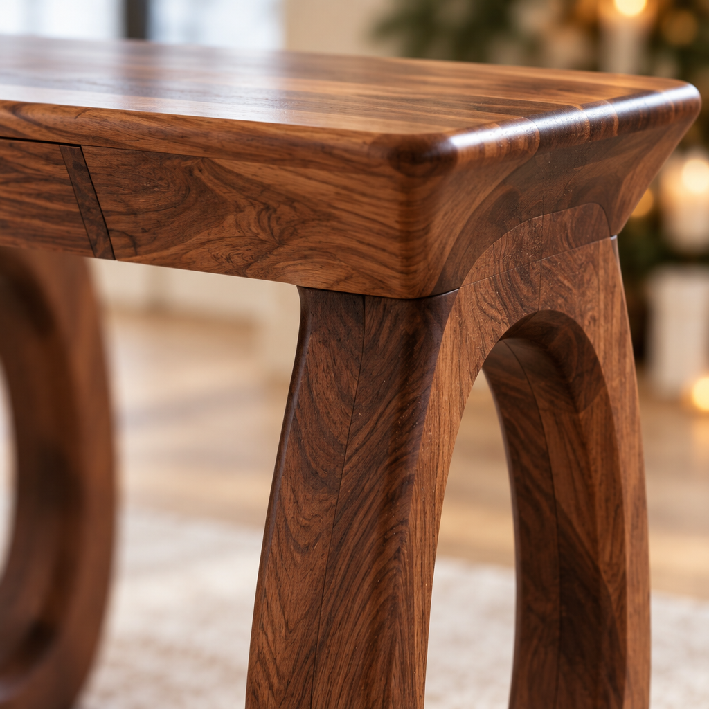 Atelier Twin-Loop Desk wood grain close-up