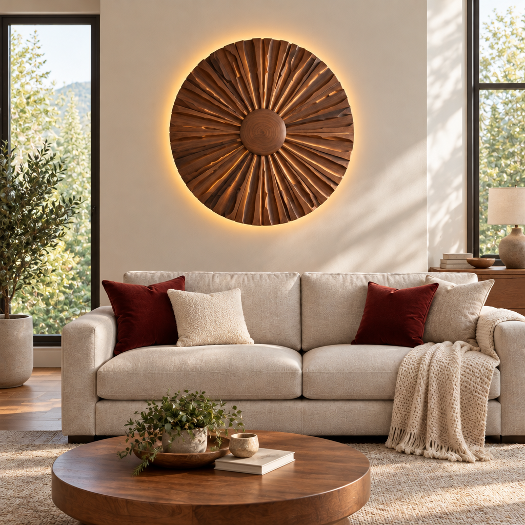 Atelier Sun Disc Wall Sculpture in use