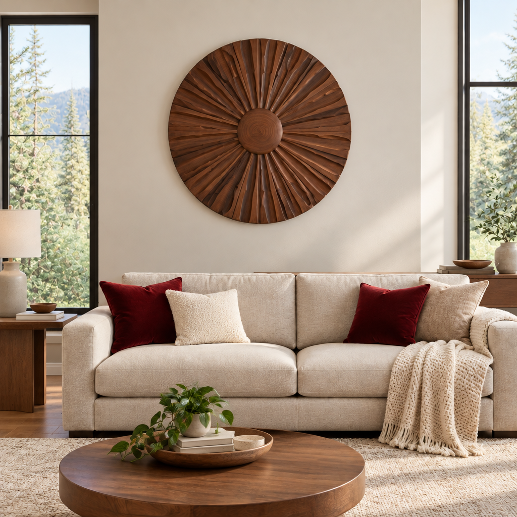 Atelier Sun Disc Wall Sculpture in a living space