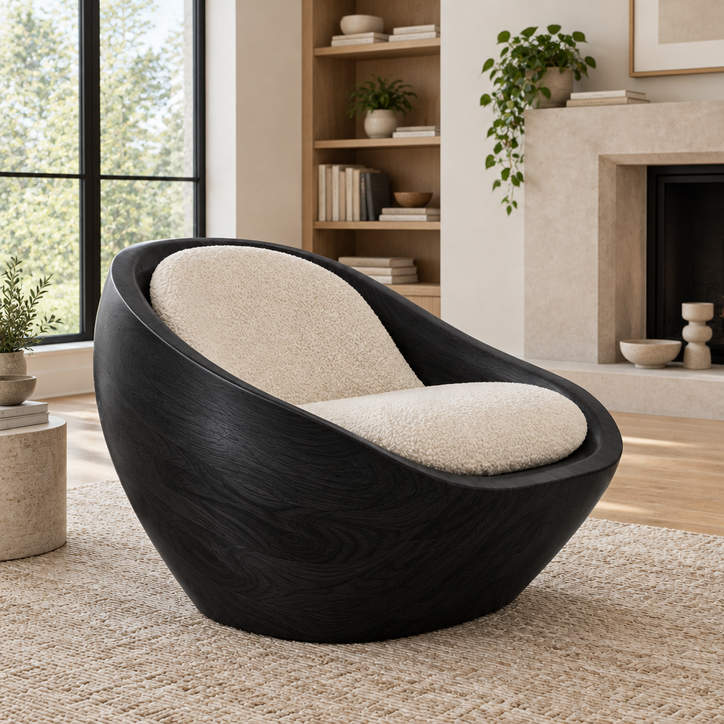 Atelier Shell Lounge Chair in Ebonized Black finish