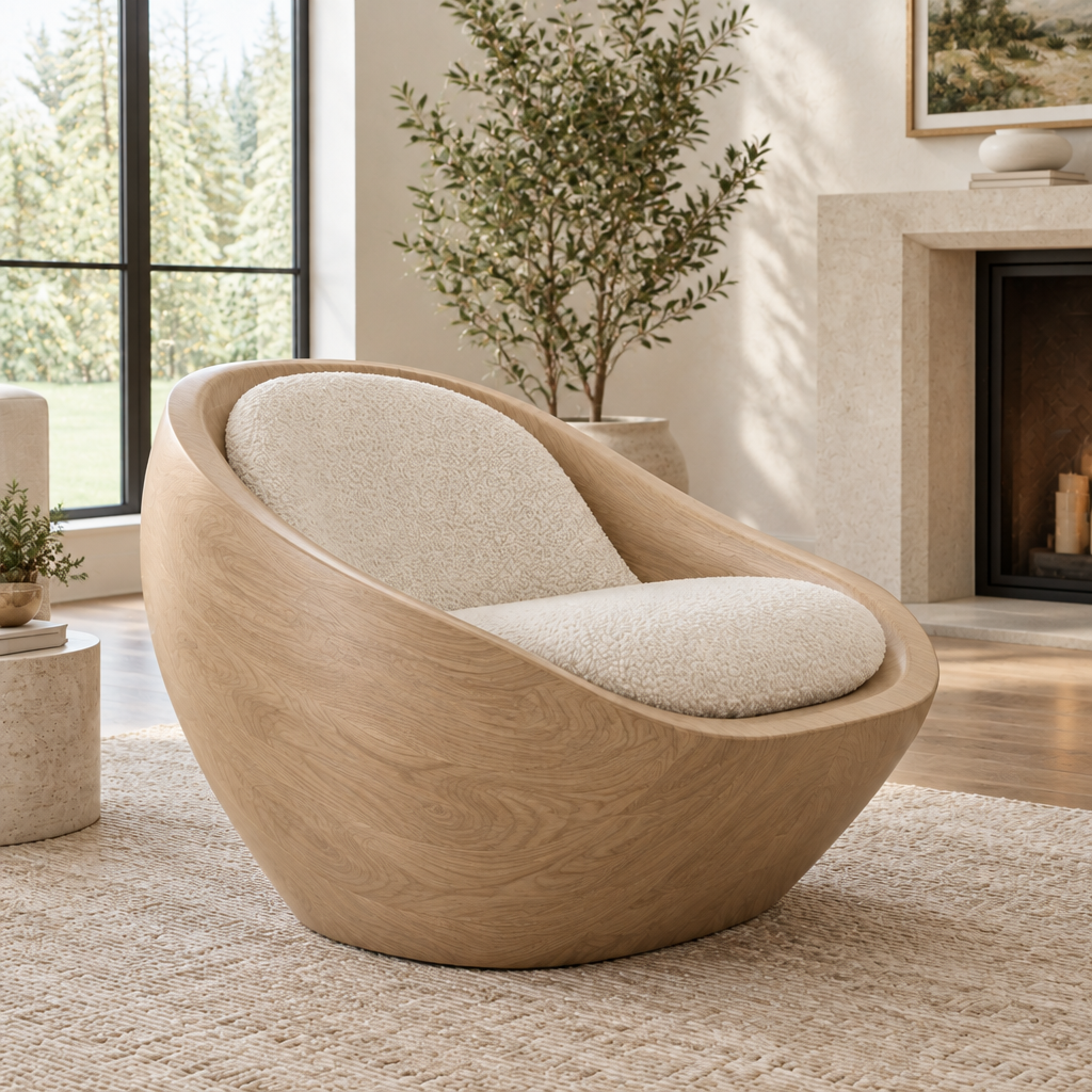 Atelier Shell Lounge Chair in Natural Oak finish