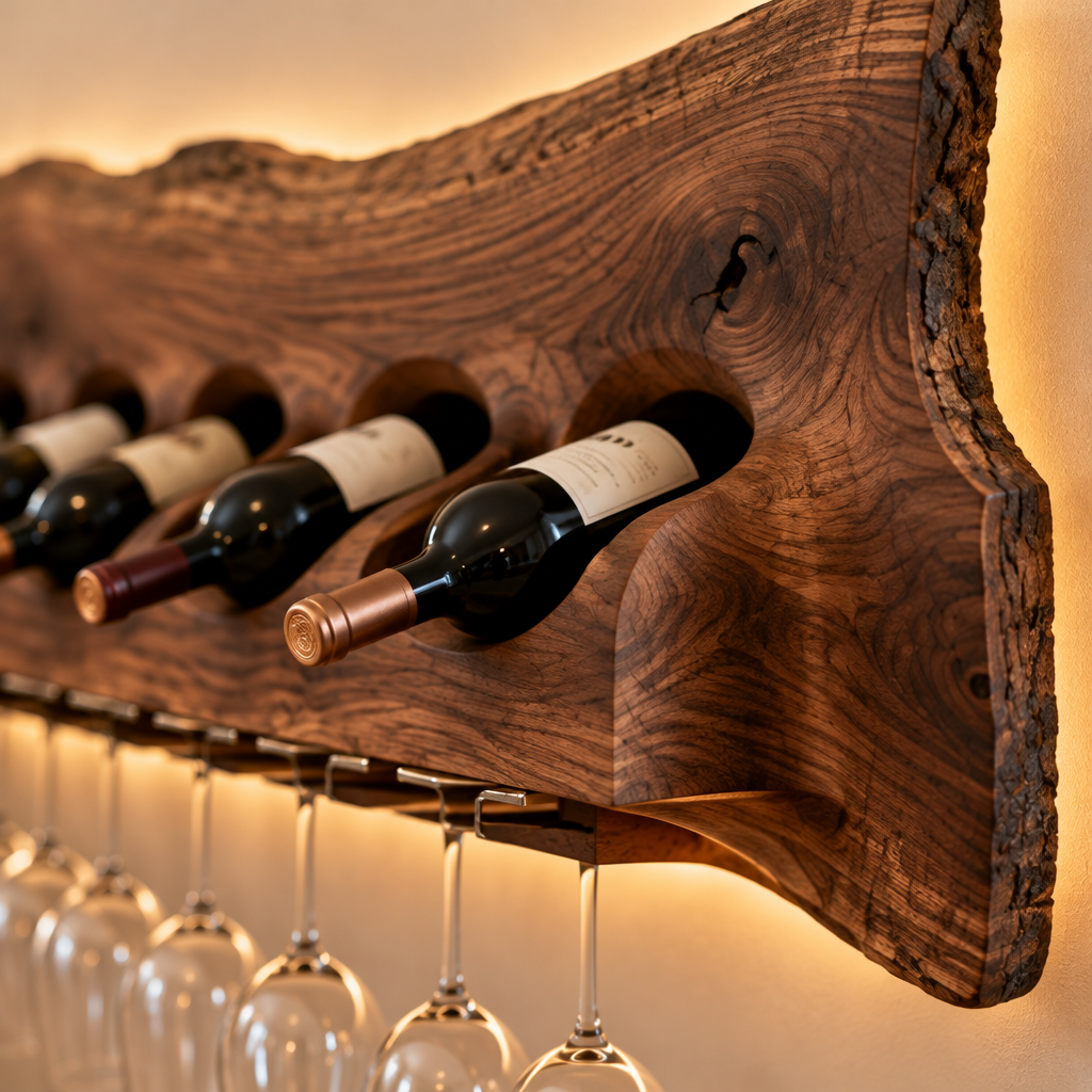 Atelier Organic Wine Wall with Light wood grain close-up