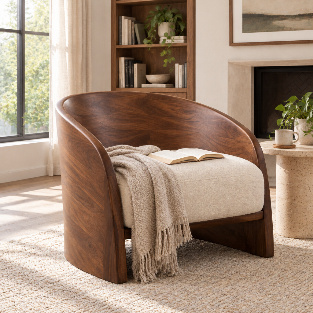Atelier Low Barrel Lounge Chair in use