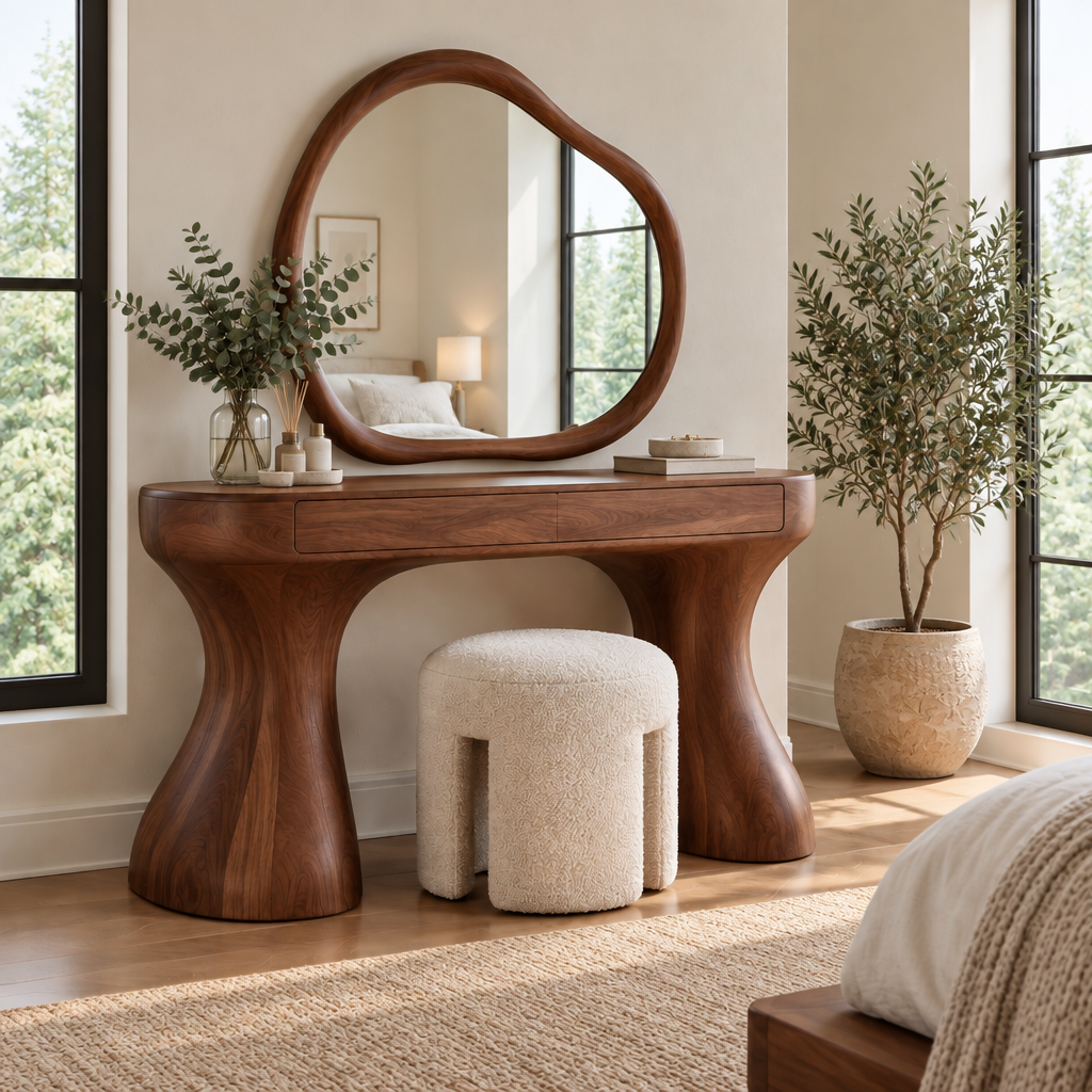 Atelier Organic Dressing Table with Mirror in a living space