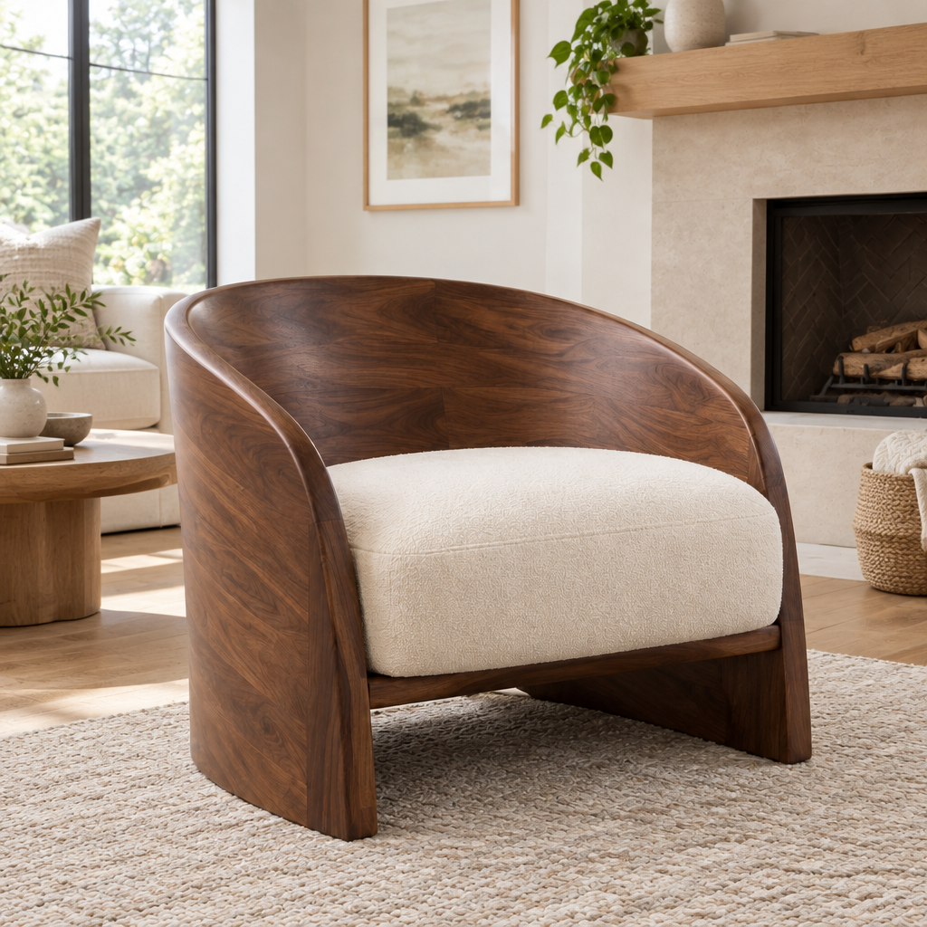 Atelier Low Barrel Lounge Chair in a living space