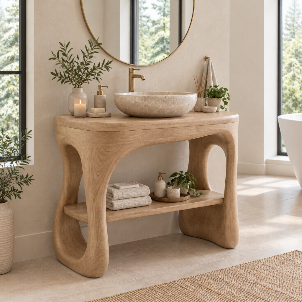 Atelier Organic Freestanding Vanity in Natural Oak finish