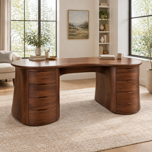 Atelier Curved Partner Desk in a living space