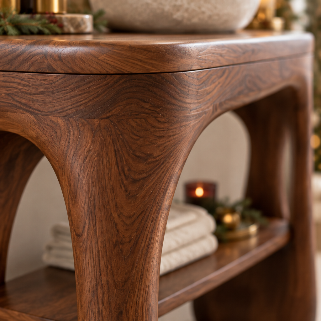 Atelier Organic Freestanding Vanity wood grain close-up
