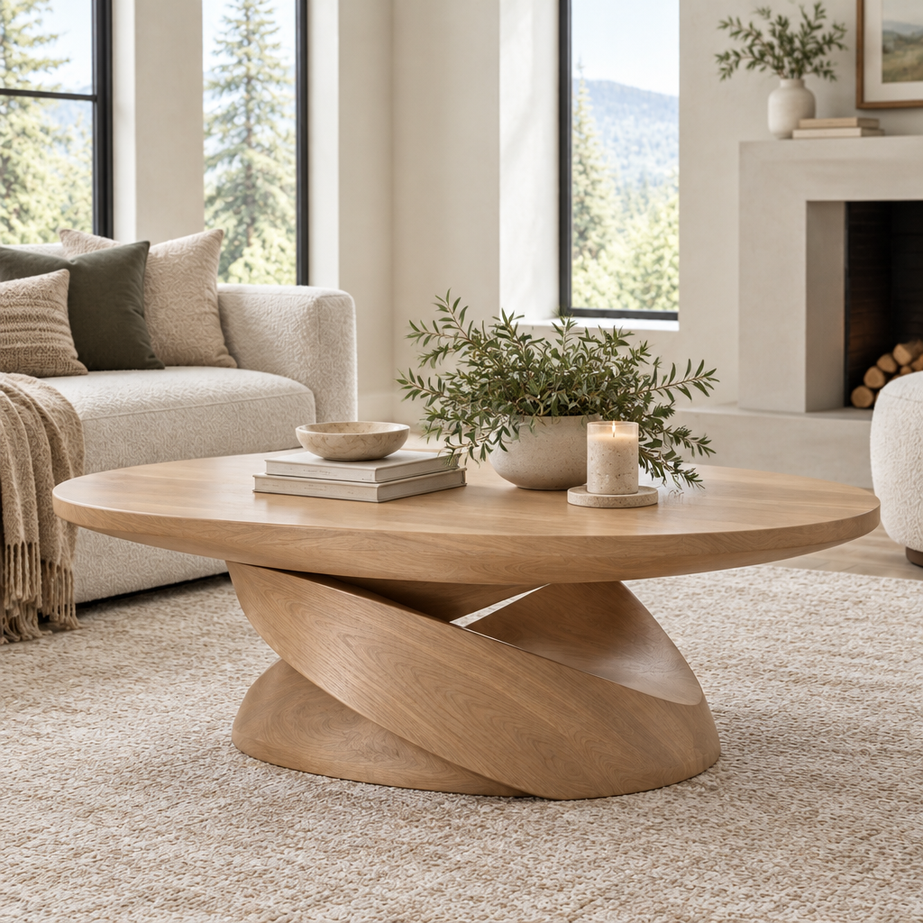 Atelier Twisted Ribbon Coffee Table in Natural Oak finish