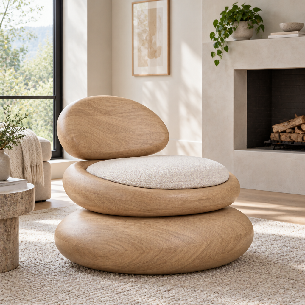 Atelier Pebble Accent Chair in Natural Oak finish