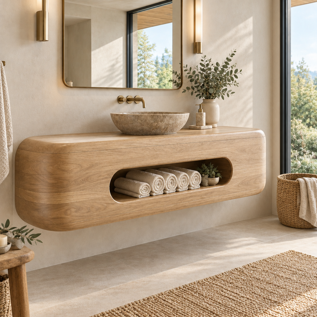Atelier Hollow Niche Floating Vanity in Natural Oak finish