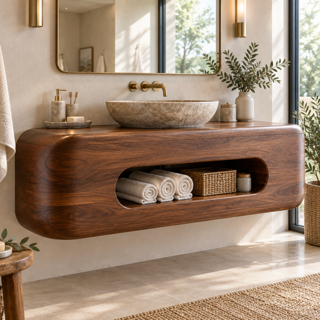 Atelier Hollow Niche Floating Vanity in use